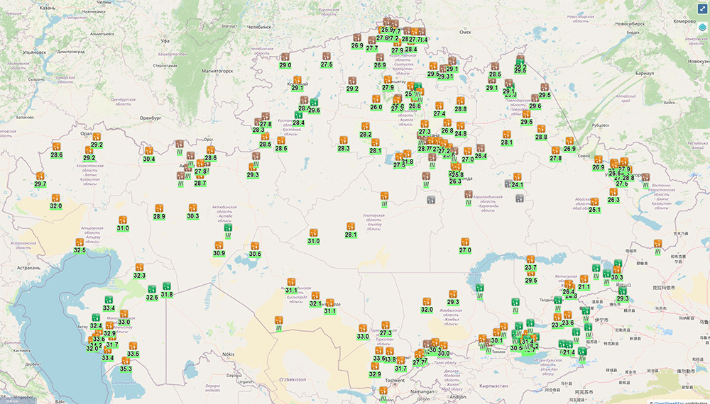 Карта АМС Казахстана